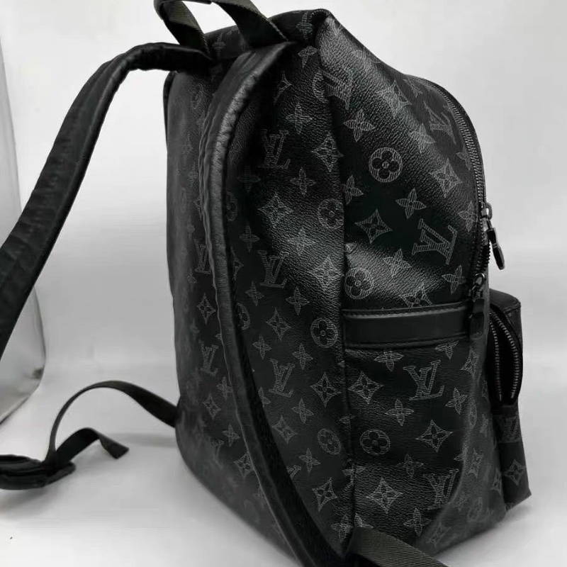 LV後背包塗層帆布拼牛皮 黑色拼白色37 x 40 x 20  9新 配件塵袋-6