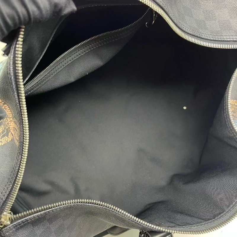 LV經典黑色棋盤格動物園限定 Damier Graphite Stamp 系列kp50行李袋旅行包 50 x 29 x 23 9新 配件鎖鑰匙 塵袋 盒子-6