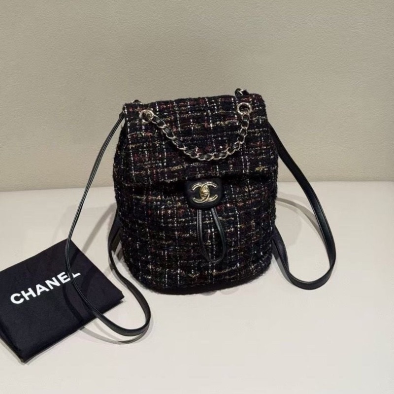 Chanel 毛呢拼皮 薩爾茨堡 後背包21*10*25cm 95新 配件塵袋-5