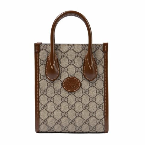 【GUCCI 古馳】Mini Interlocking G 迷你 手提包 斜背包 手機包 托特包 米色 烏木色 671623