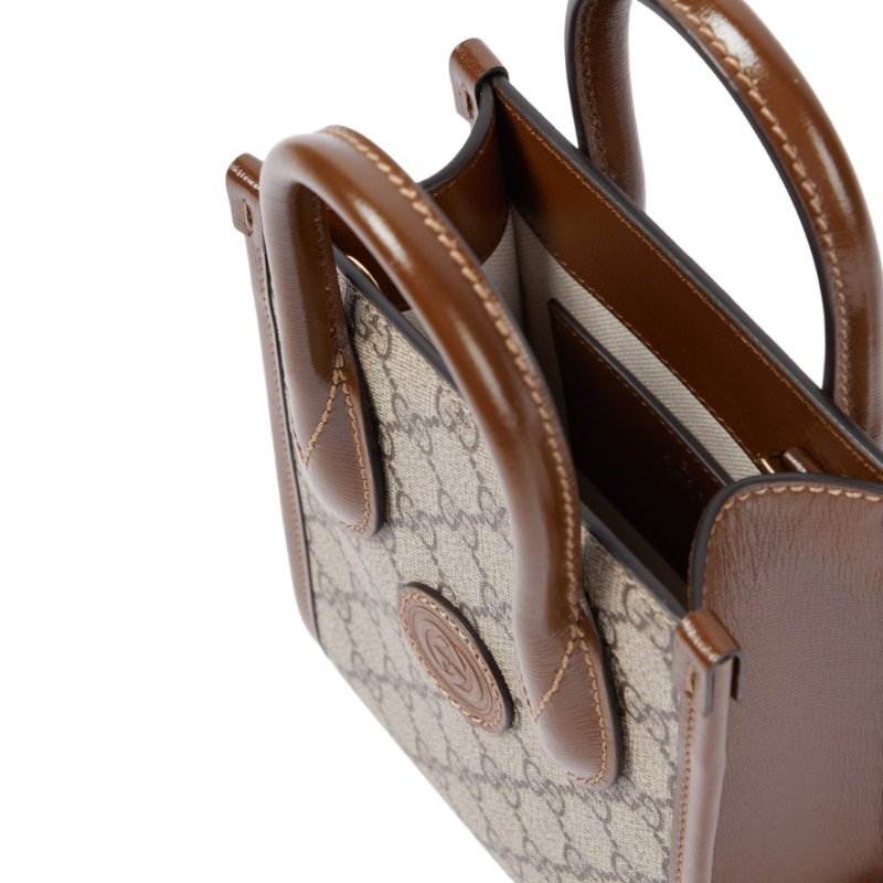 【GUCCI 古馳】Mini Interlocking G 迷你 手提包 斜背包 手機包 托特包 米色 烏木色 671623-1