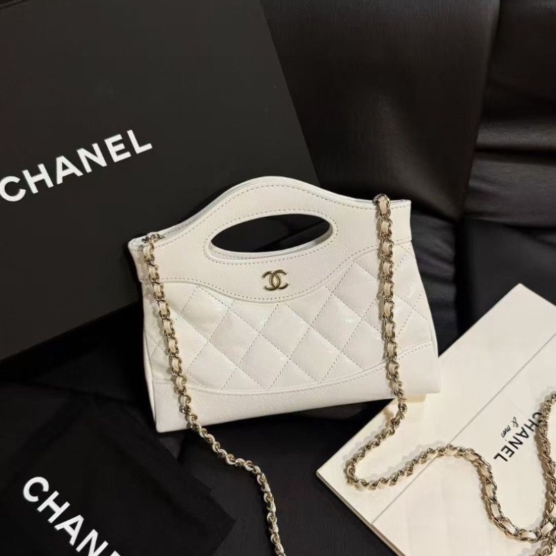 Chanel 31bag nano 油蠟皮 白金 芯片款20*17.5cm 95新 配件塵袋-1