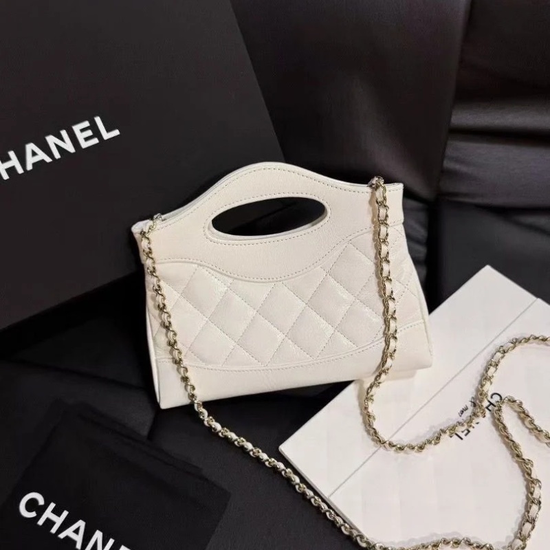 Chanel 31bag nano 油蠟皮 白金 芯片款20*17.5cm 95新 配件塵袋-2