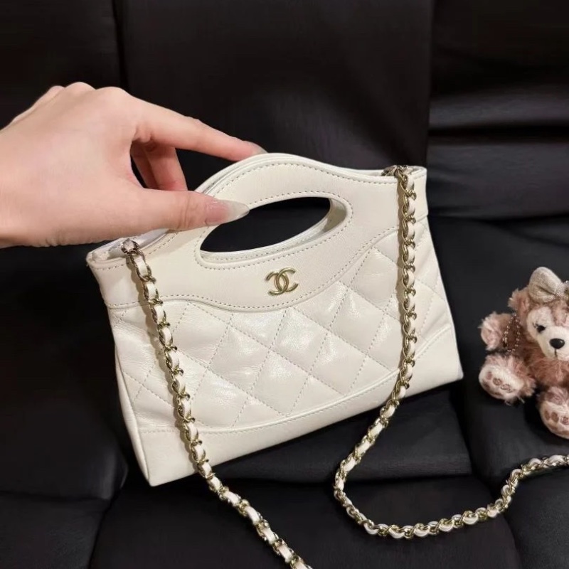Chanel 31bag nano 油蠟皮 白金 芯片款20*17.5cm 95新 配件塵袋-3