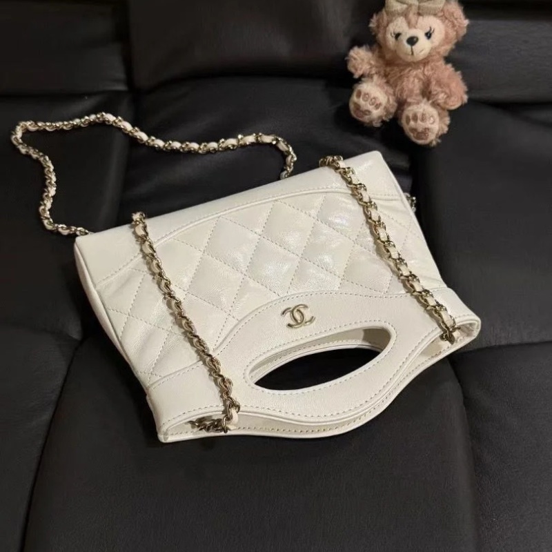 Chanel 31bag nano 油蠟皮 白金 芯片款20*17.5cm 95新 配件塵袋-4