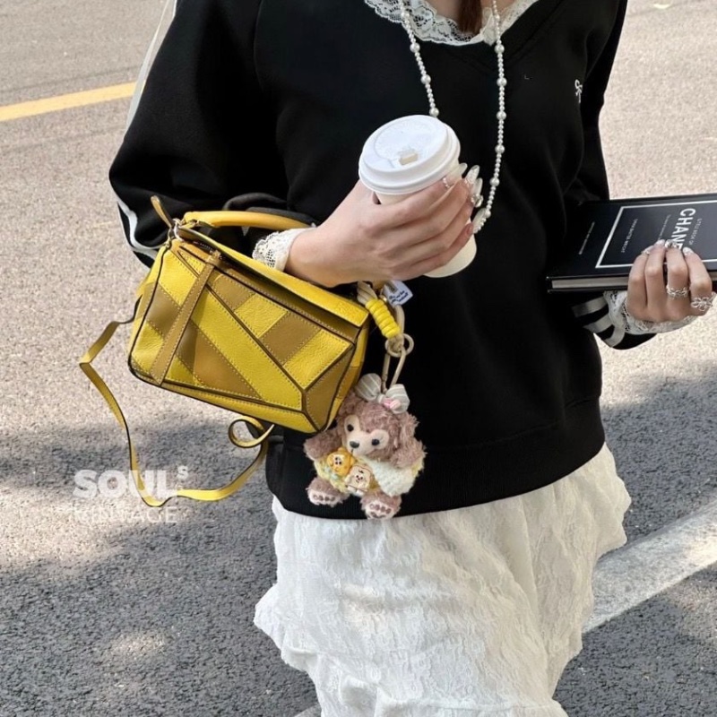 LOEWE拼色金扣 Puzzle mini手提肩背斜背包17*11*7.5 95新 配件塵袋-0