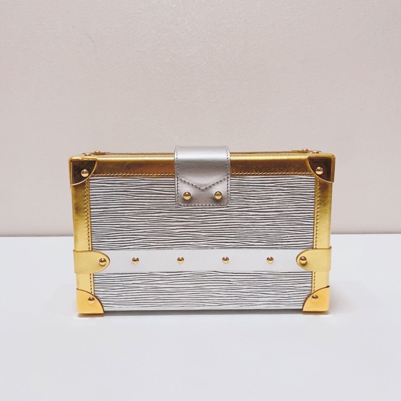 LV petite malle 金銀拼色水波紋秀款硬盒子包 20x5.5x12.5  9新 塵袋-6