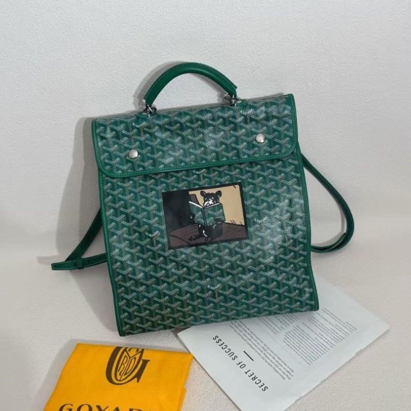Goyard leger 限量 彩繪法鬥 綠色老花後背包33*37cm  95新 配件塵袋-1