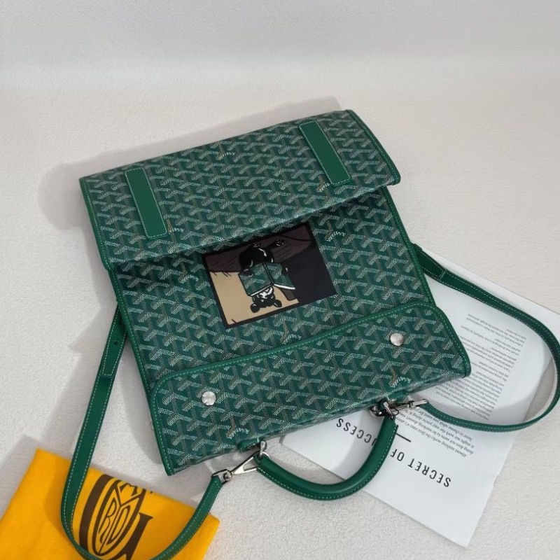 Goyard leger 限量 彩繪法鬥 綠色老花後背包33*37cm  95新 配件塵袋-2