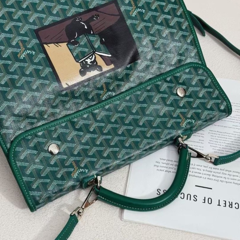 Goyard leger 限量 彩繪法鬥 綠色老花後背包33*37cm  95新 配件塵袋-4