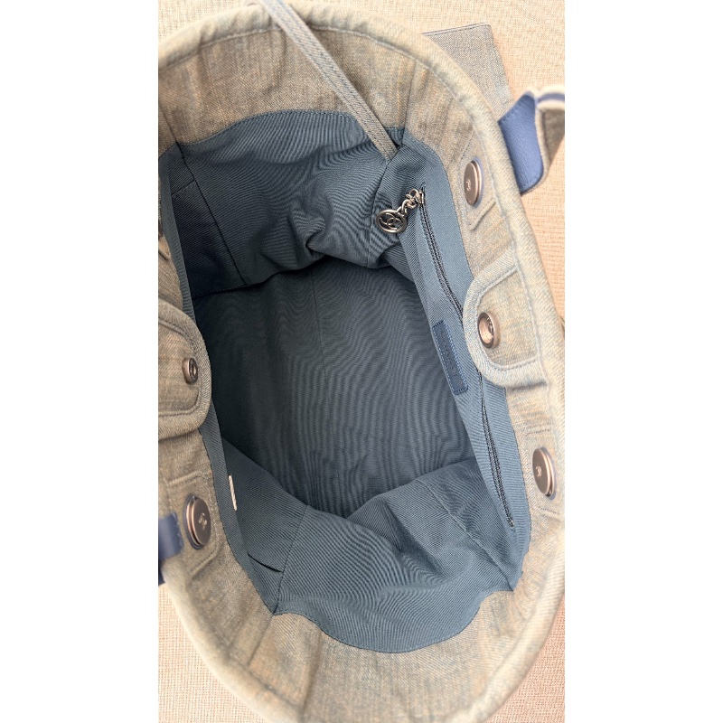 CHANEL 「現貨」牛仔銀釦子母手提肩背沙灘包 33*29*13 9新 配件塵袋-6