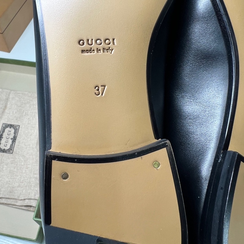 99新 GUCCI古馳 馬銜扣樂福鞋 黑色 37碼-5