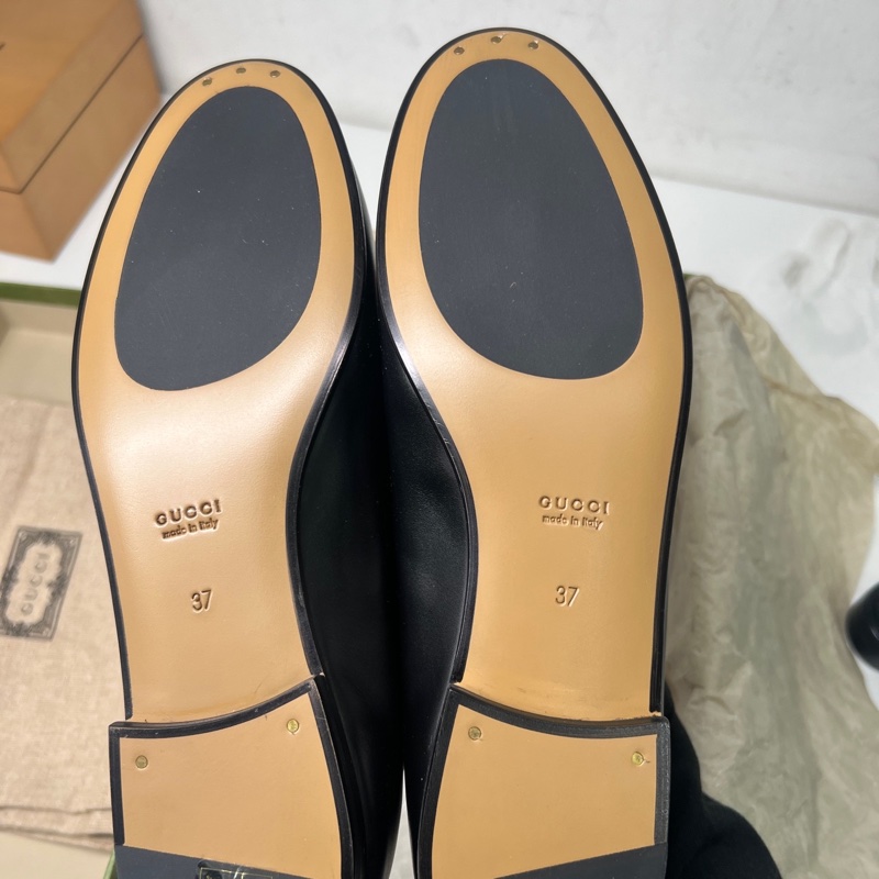 99新 GUCCI古馳 馬銜扣樂福鞋 黑色 37碼-10