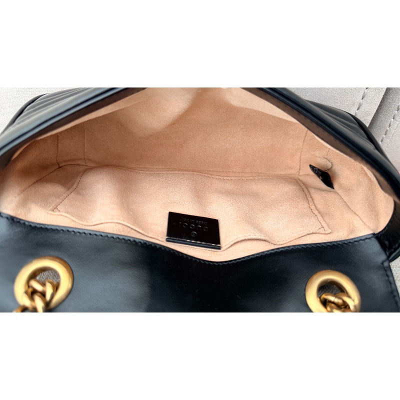 Gucci 「現貨」黑金Marmont 22鏈條包 22*13*5 95新 配件塵袋-7