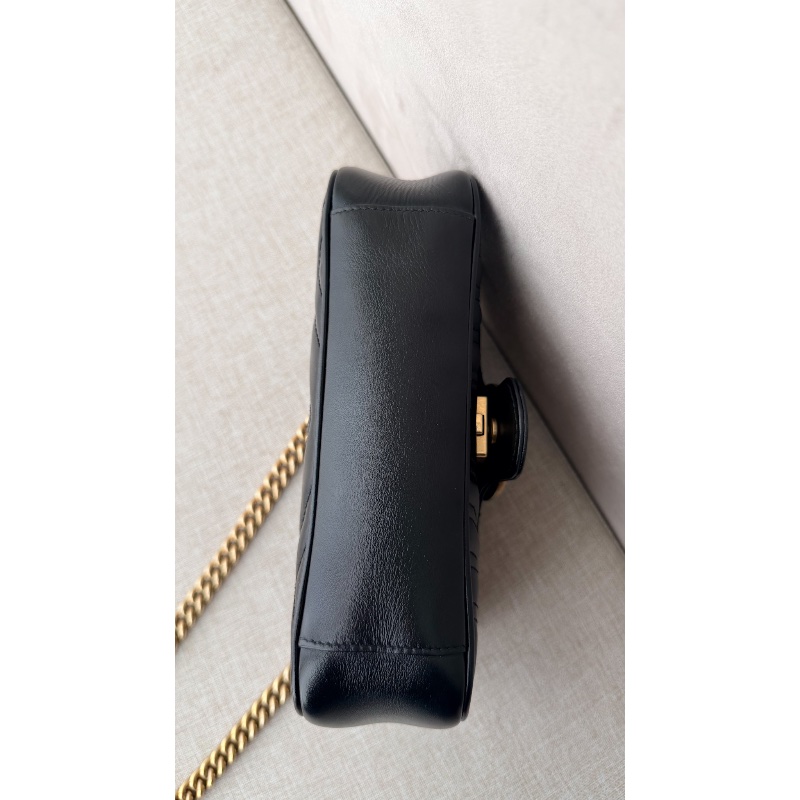 Gucci 「現貨」黑金Marmont 22鏈條包 22*13*5 95新 配件塵袋-9