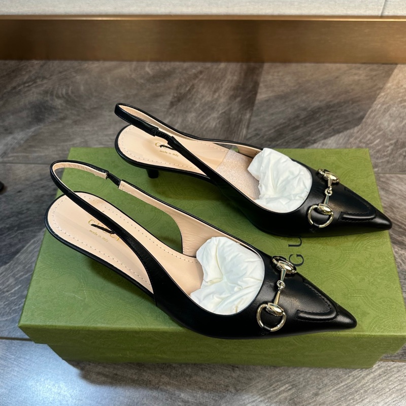 全新 Gucci 古馳 全皮1955 尖頭小跟鞋 包頭涼鞋 跟高4.5cm 摩登復古 女人味十足 上腳超美 氣質百搭 女款 黑色 鞋標塗標 35.5碼-2