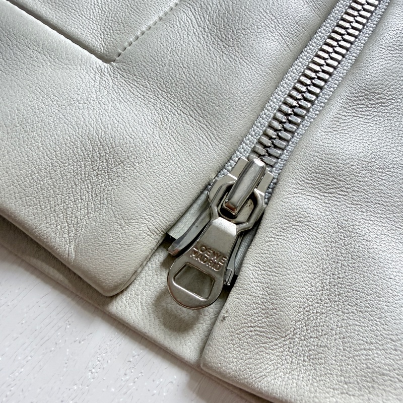 Loewe 灰白色 小牛皮 皮裙 柔軟透氣四季可穿 S-M號-8