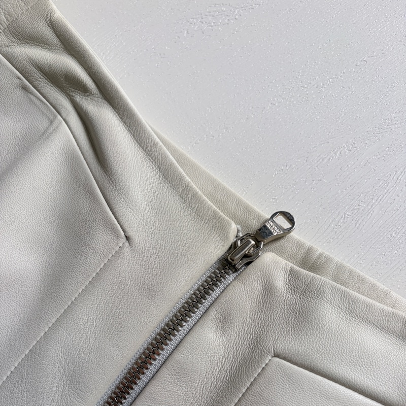 Loewe 灰白色 小牛皮 皮裙 柔軟透氣四季可穿 S-M號-9