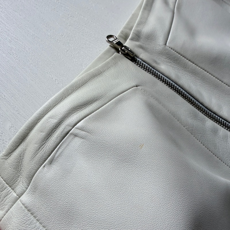 Loewe 灰白色 小牛皮 皮裙 柔軟透氣四季可穿 S-M號-11
