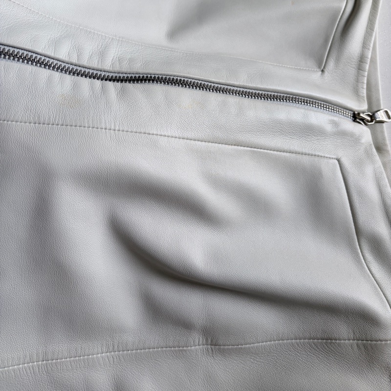 Loewe 灰白色 小牛皮 皮裙 柔軟透氣四季可穿 S-M號-12