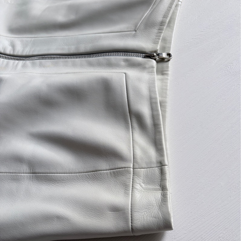Loewe 灰白色 小牛皮 皮裙 柔軟透氣四季可穿 S-M號-14
