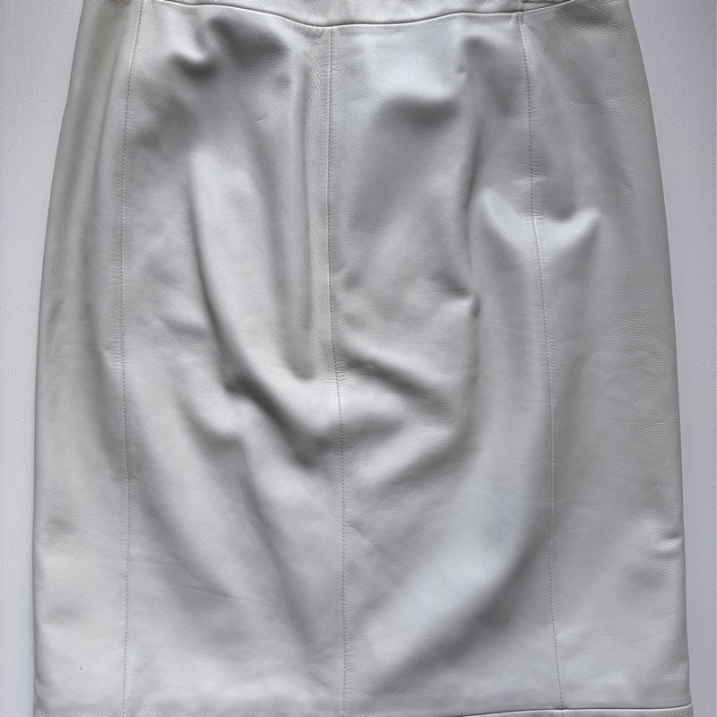 Loewe 灰白色 小牛皮 皮裙 柔軟透氣四季可穿 S-M號-15