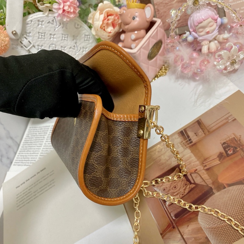 Celine 凱旋門圓筒手拿包腋下包鏈條包🏅-17