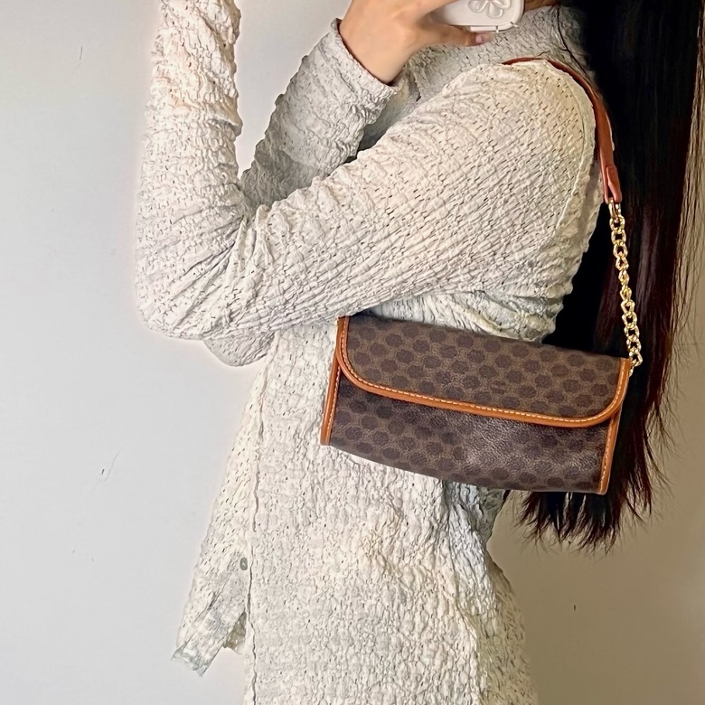 Celine 凱旋門圓筒手拿包腋下包鏈條包🏅-21