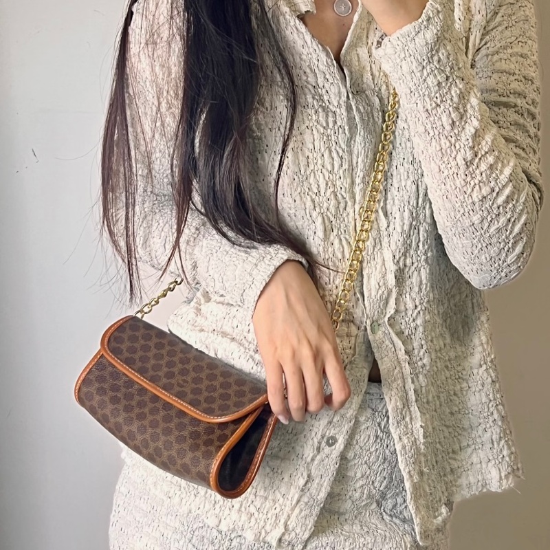 Celine 凱旋門圓筒手拿包腋下包鏈條包🏅-23