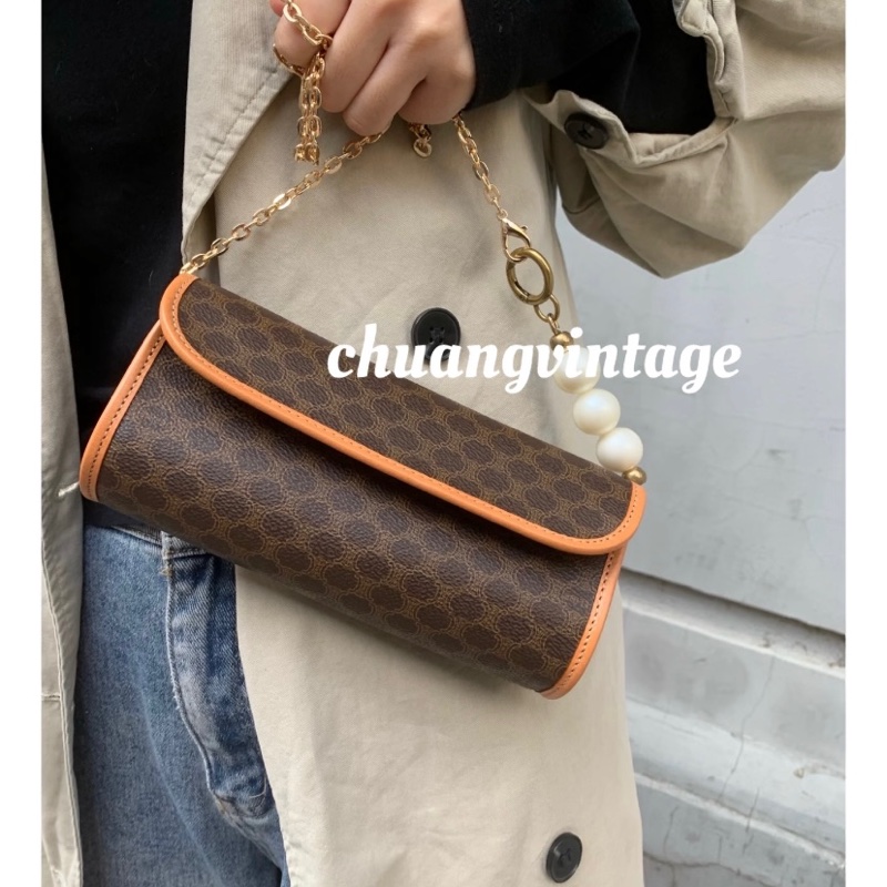 Celine 凱旋門圓筒手拿包腋下包鏈條包🏅-25