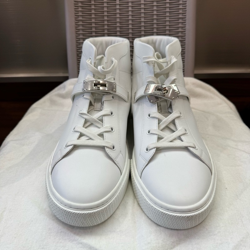 99新❤️hermes愛馬仕 daydream 高邦休閒鞋 白色全皮Kelly扣 高級百搭 43碼-0