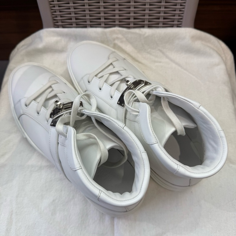 99新❤️hermes愛馬仕 daydream 高邦休閒鞋 白色全皮Kelly扣 高級百搭 43碼-4