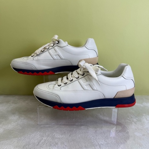 HERMES 愛馬仕 白色H標全皮休閒運動鞋  42碼