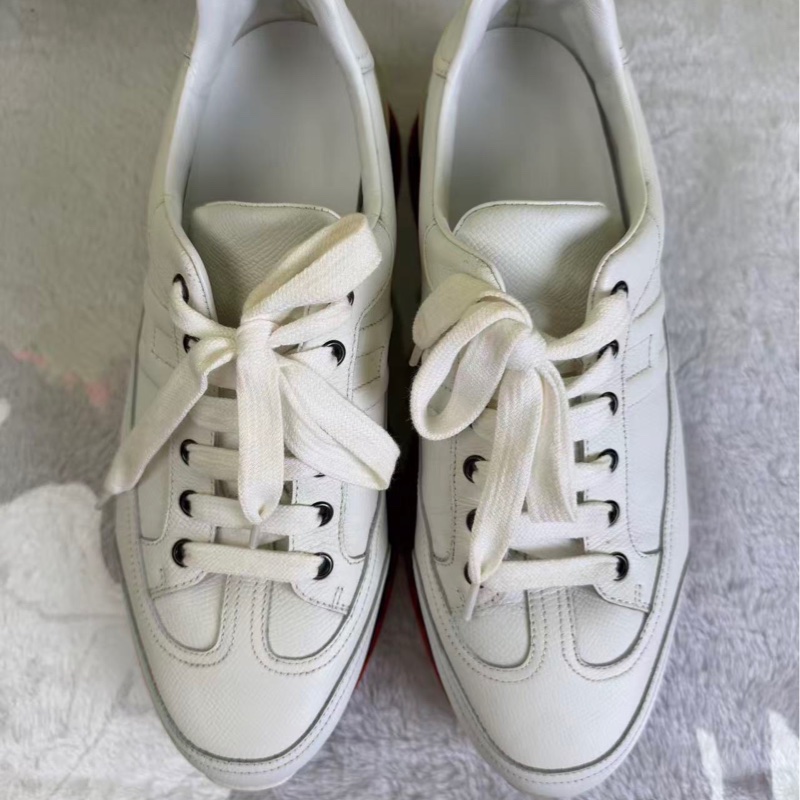 HERMES 愛馬仕 白色H標全皮休閒運動鞋 42碼-1