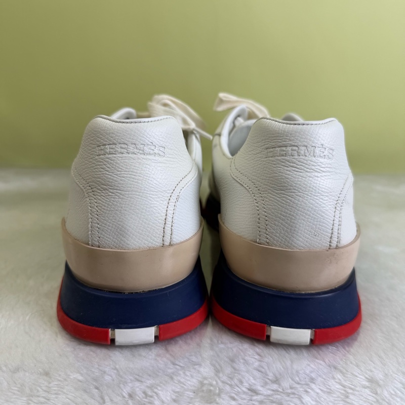 HERMES 愛馬仕 白色H標全皮休閒運動鞋 42碼-4