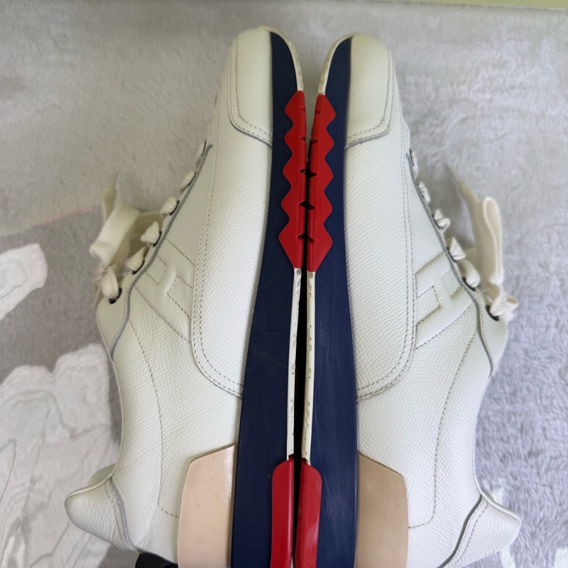 HERMES 愛馬仕 白色H標全皮休閒運動鞋 42碼-5