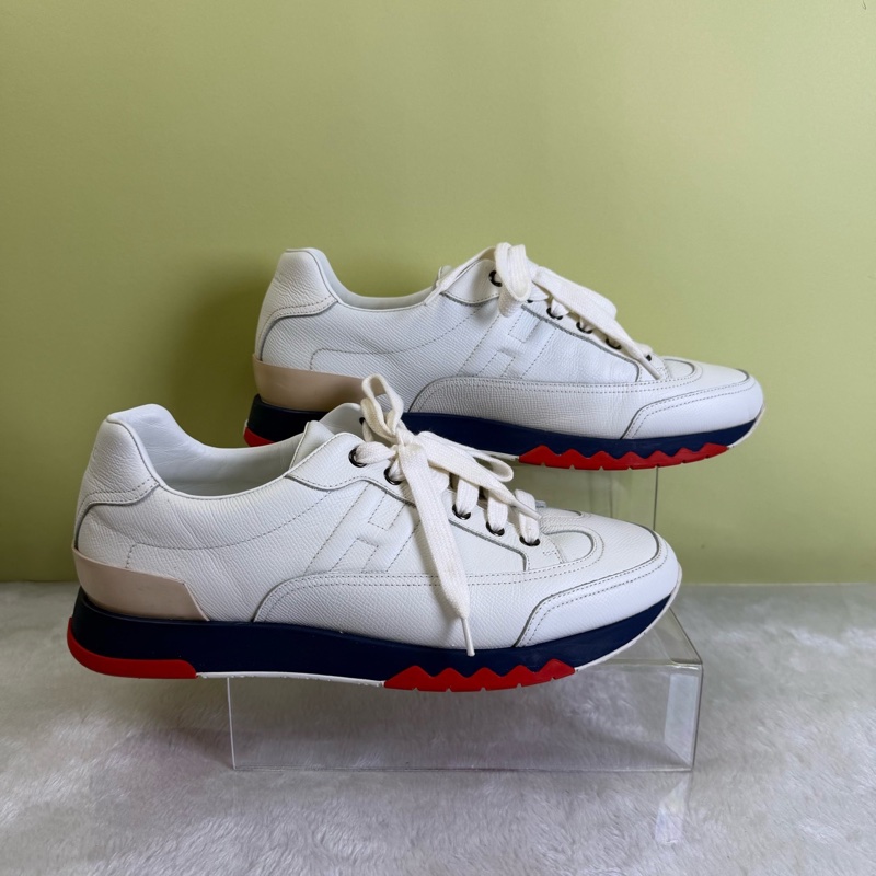 HERMES 愛馬仕 白色H標全皮休閒運動鞋 42碼-6