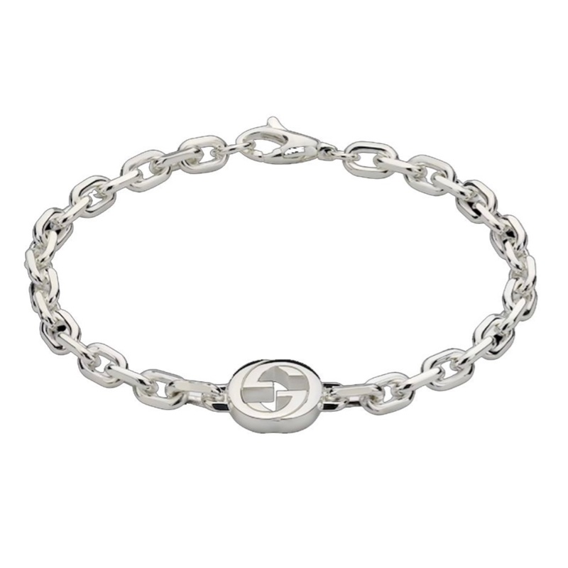 GUCCI 🤍 INTERLOCKING系列純銀手鍊 925純銀 17 手圍-0