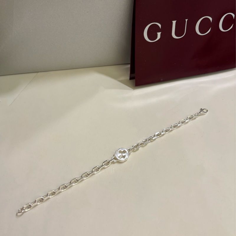 GUCCI 🤍 INTERLOCKING系列純銀手鍊 925純銀 17 手圍-1