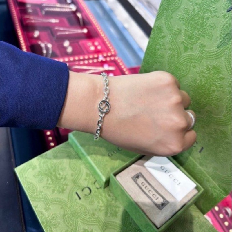 GUCCI 🤍 INTERLOCKING系列純銀手鍊 925純銀 17 手圍-4