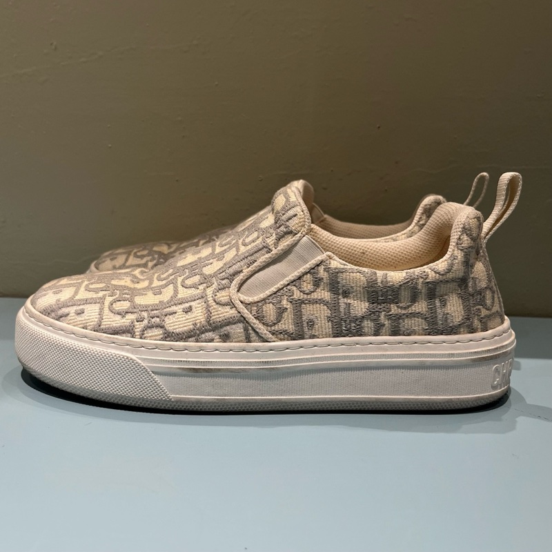 【dior】最新款灰色織物低幫時尚板鞋 36碼-2