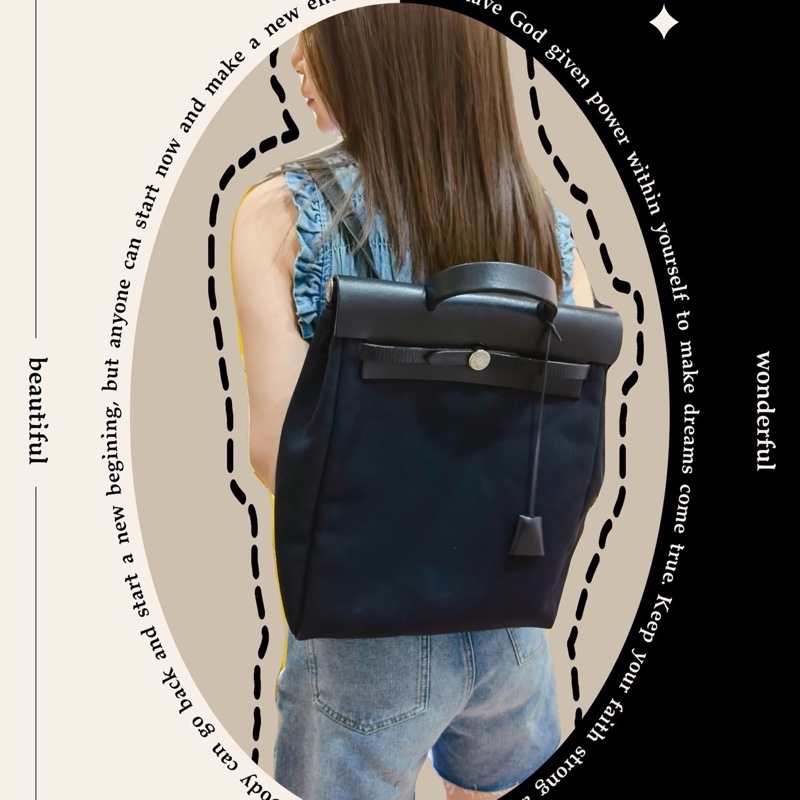 ✨Hermes Herbag 全黑銀扣 後背包 秒賣的款式🤍-2