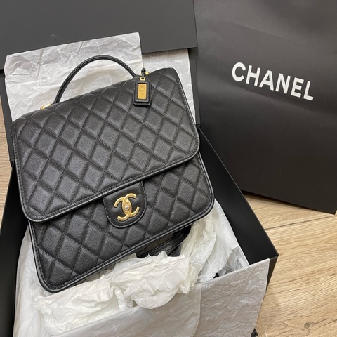 香奈兒絕版22K系列荔枝牛皮書包後背包