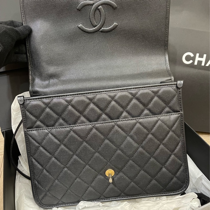 香奈兒絕版22K荔枝牛皮書包後背包(男女都可以)-14