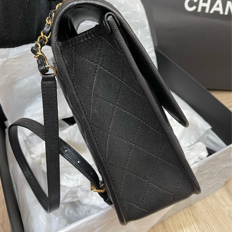 香奈兒絕版22K荔枝牛皮書包後背包(男女都可以)-20