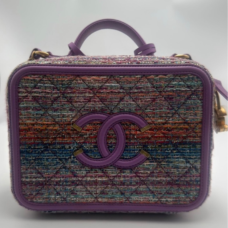 CHANEL 紫色毛呢箱包-4