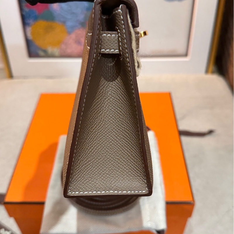 愛馬仕mini kelly2代大象灰金扣-2