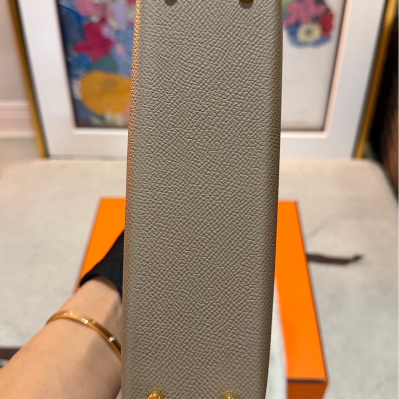 愛馬仕mini kelly2代大象灰金扣-4