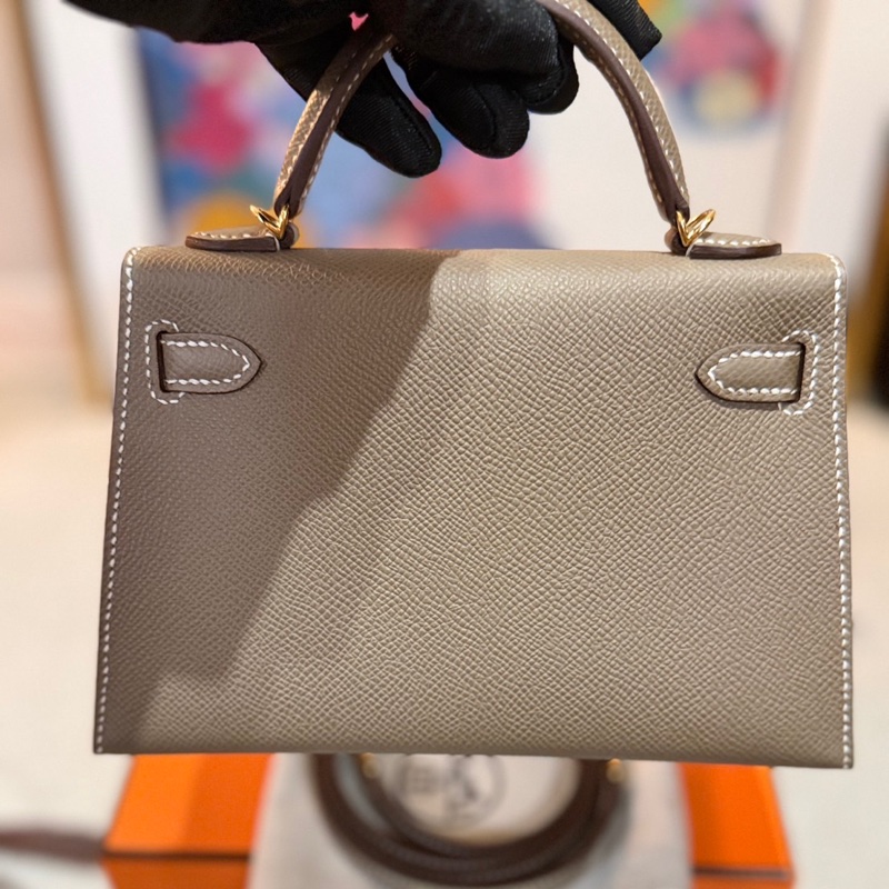 愛馬仕mini kelly2代大象灰金扣-6