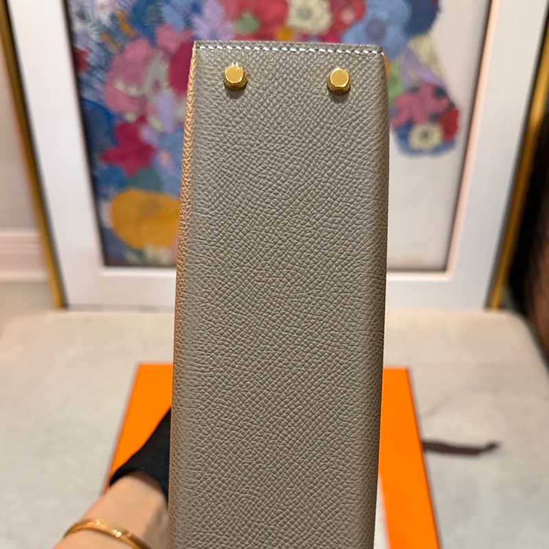 全新全配愛馬仕mini kelly2代大象灰金扣W刻-4